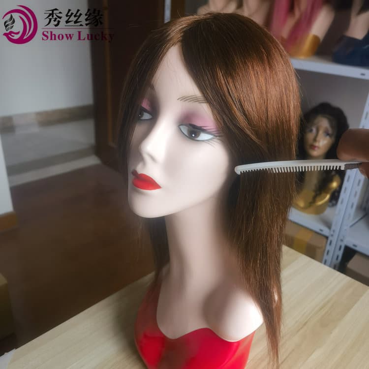 Light Brown Machine-Made Straight Hair Wig Color 4# Human Hair Wig