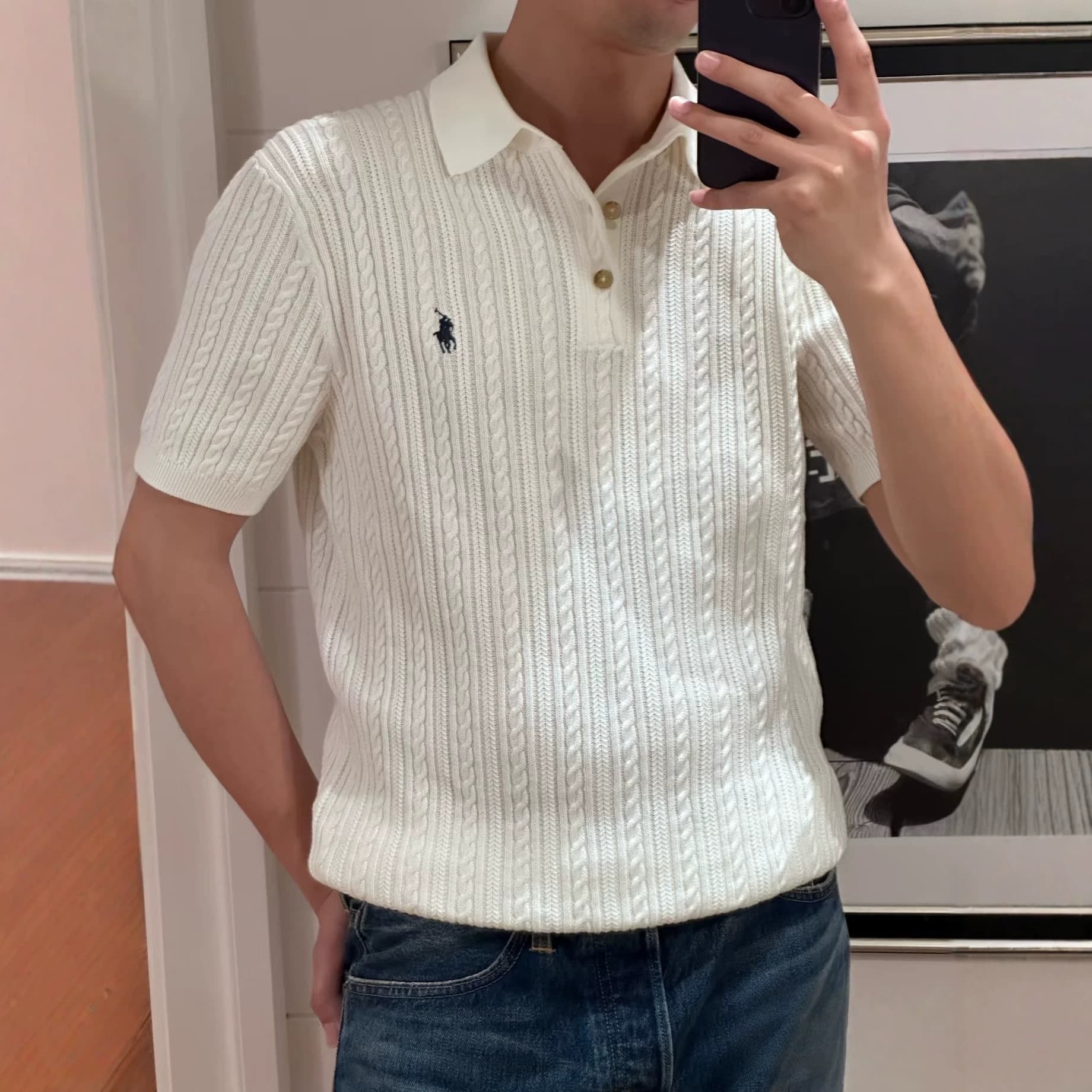 High Version 26ss New Lover Little Horse Cable Knit Short Sleeve Polo Shirt Chen Yuanzhe Unisex Sweater