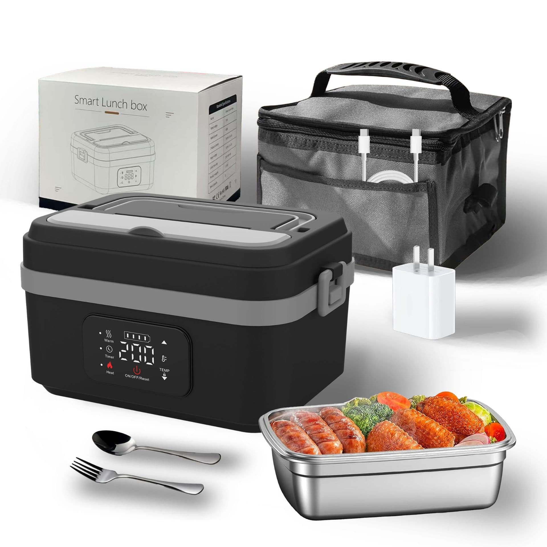 Cross-border Hot-selling Heated Lunch Box, Water-free Wireless Heated Lunch Box, Bento Box, Electric Heated Lunch Box for Office Workers