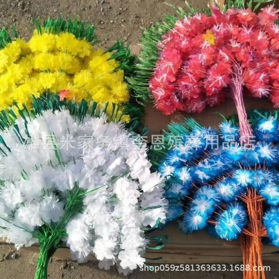 Artificial flower funeral supplies, canna wreath materials, handmade five-pin plum blossom, morning glory paper flowers, factory direct sales