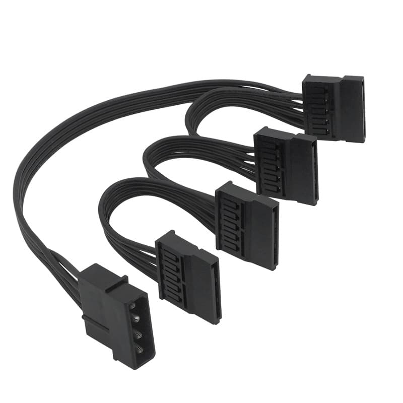 4-pin IDE to SATA Power Cable, 1-to-4 IDE Large 4P to Hard Drive SATA Adapter Cable