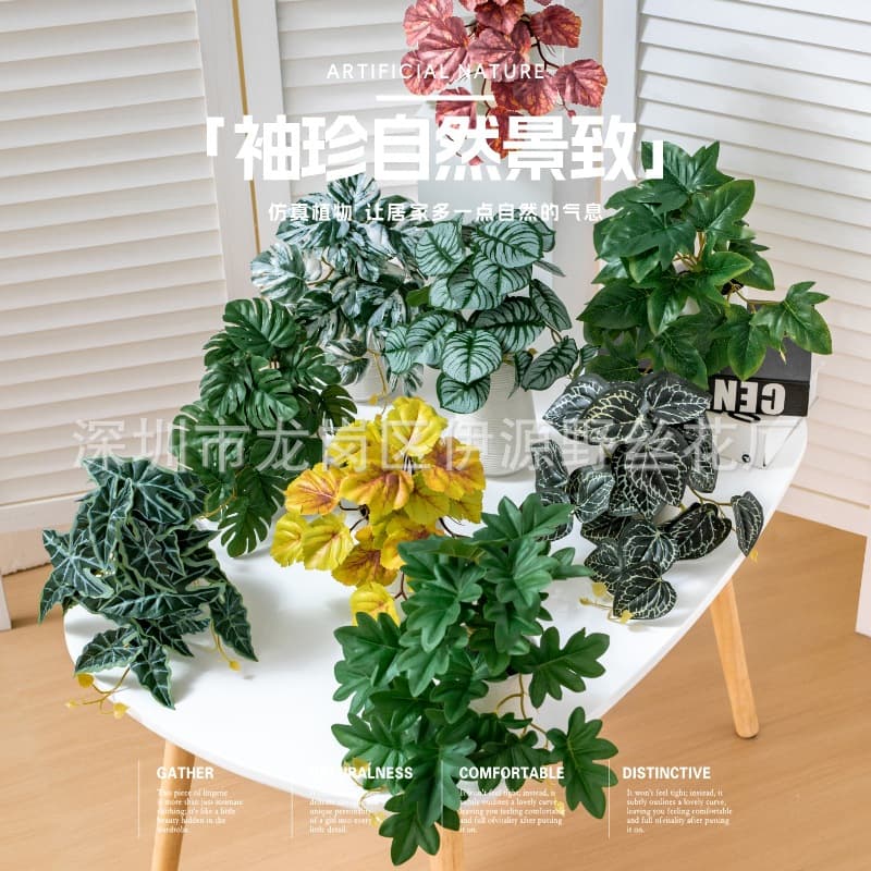 Wholesale Indoor Decorative Plant Wall Accessories Artificial Small Green Plants Potted Ornaments Fake Plants Artificial Plant Wall Hanging