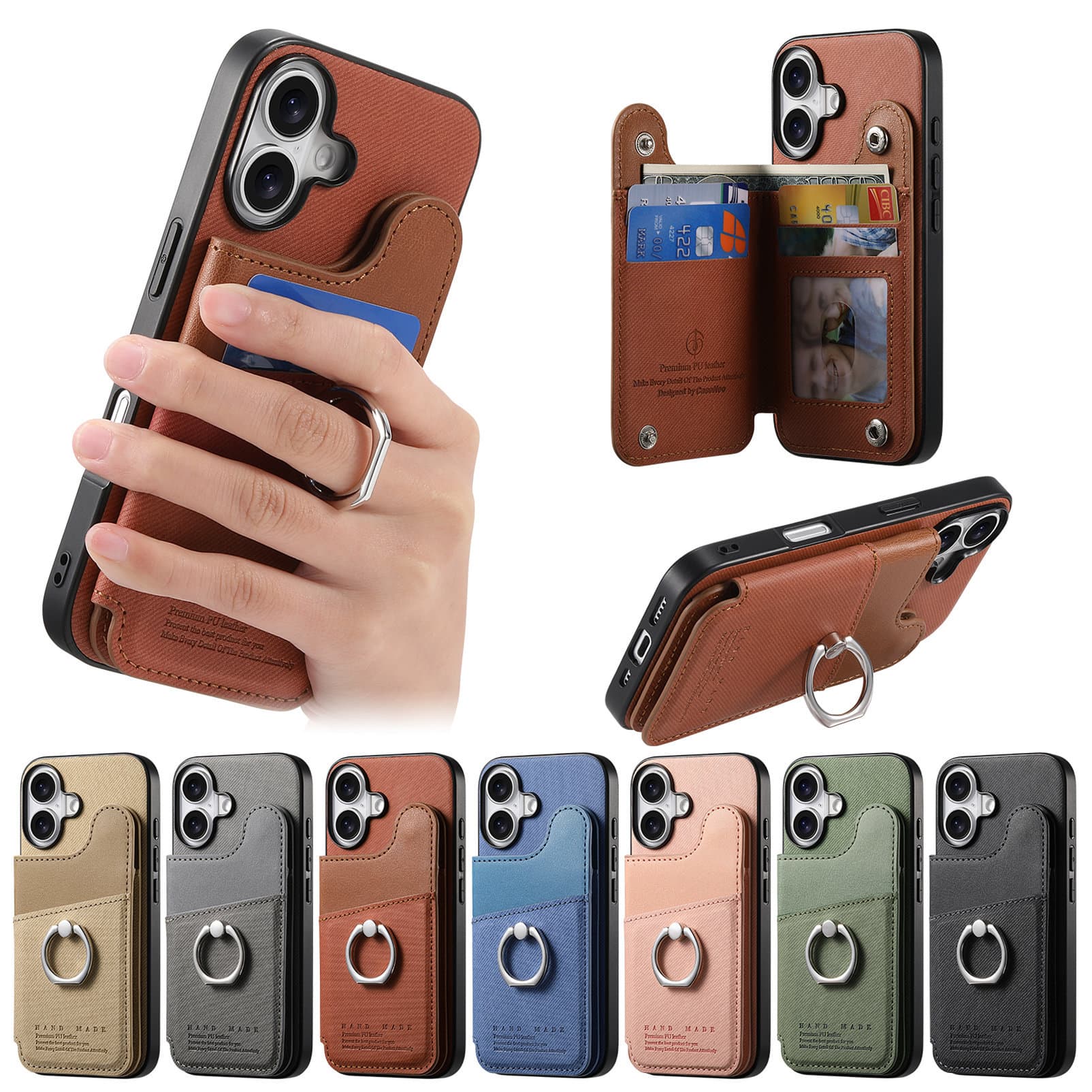New Simple Ins Style Card Slot Stand Case for iPhone 17e, Compatible with iPhone 16 Pro Max Protective Cover