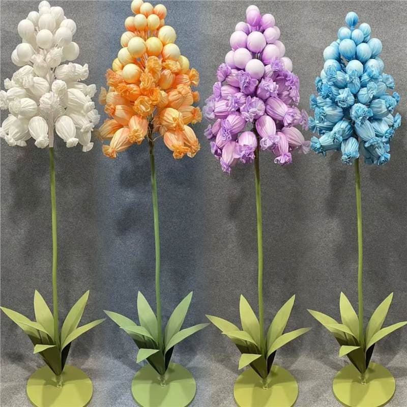 Real Large Hyacinth Foam Silk Flowers for Wedding Stage Decor, Mall Window Displays