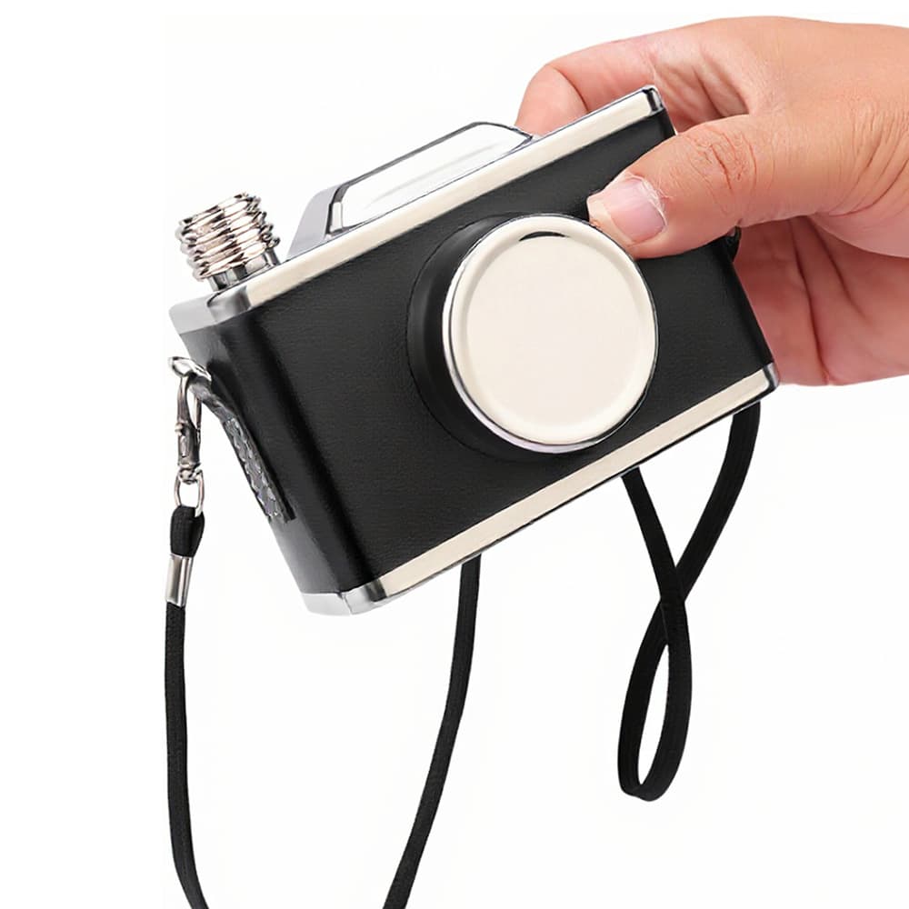 Unique 304 Stainless Steel Camera-shaped Hip Flask Half Jin Capacity, Creative Portable Stainless Steel Water Bottle Decor