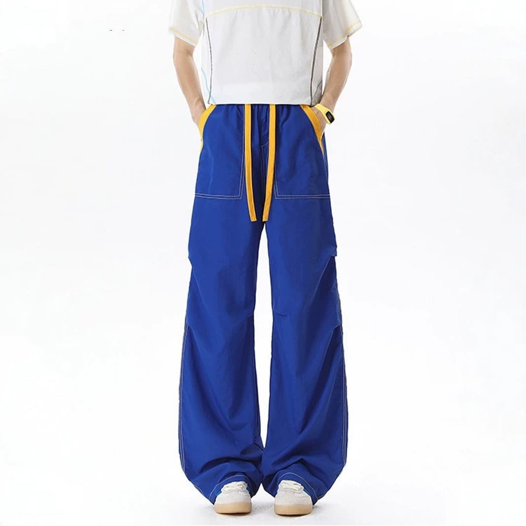 Dopamine pleated quick-drying pants for men and women summer thin topstitched straight ice silk casual pants loose sun protection sports pants
