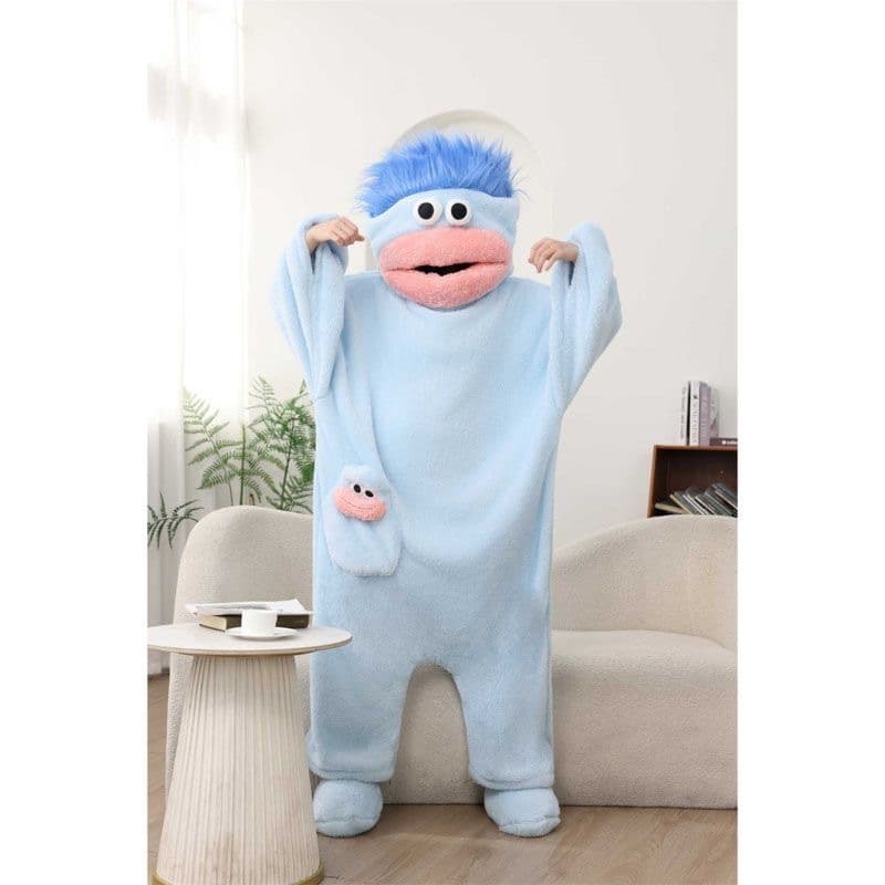 [Spring Festival Non-Stop Service] 2026 Thick Style Novelty Long-Haired Onesie Pajamas with Big Mouth and Big Eyes for Home Use