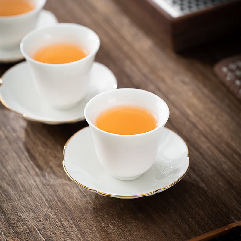 Handmade Suet Jade Porcelain Coaster, Ceramic Cup Holder, Tea Tasting Cup Insulating Mat, Kung Fu Tea Set Base Dish, Dehua White Porcelain