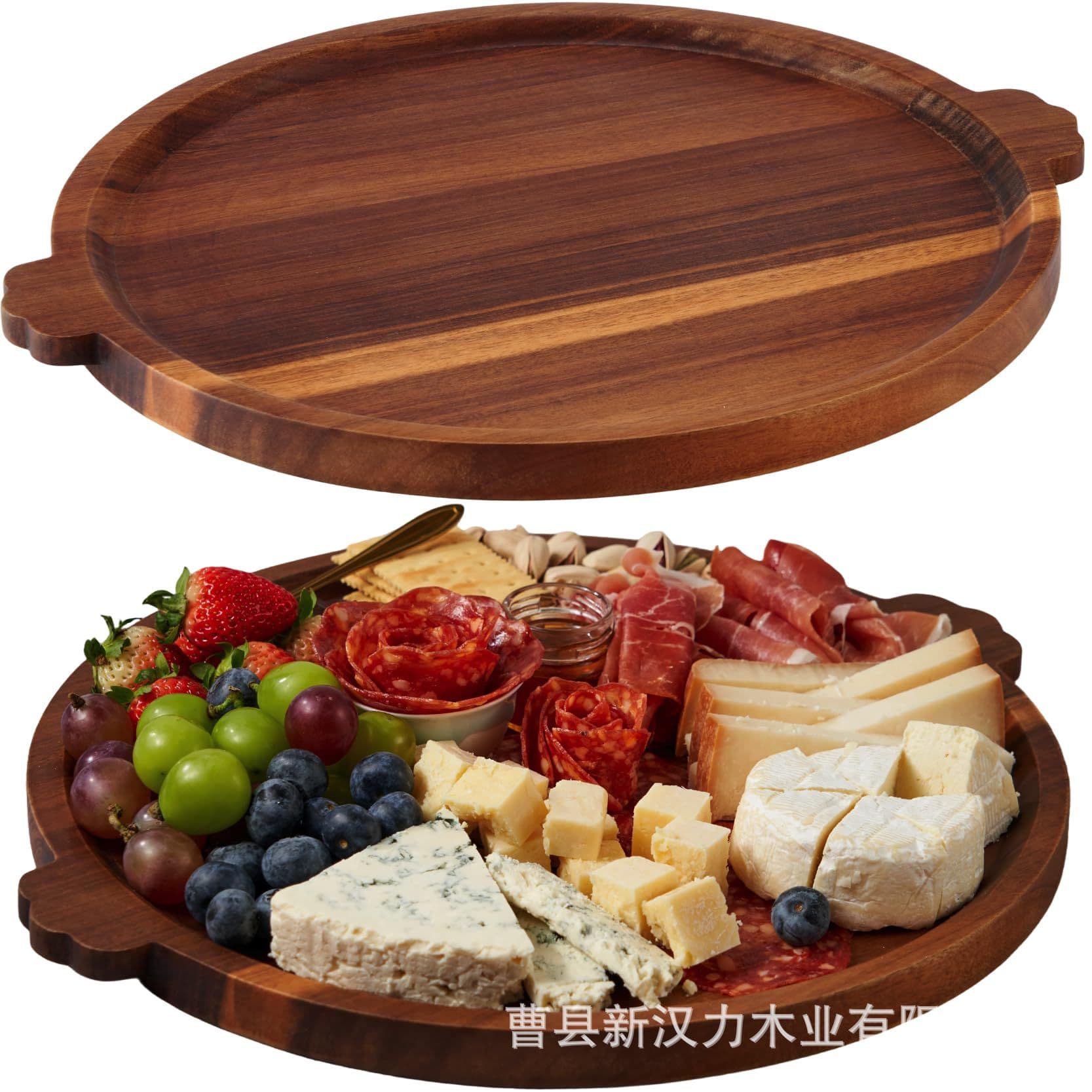 Wooden dining tray with handle coffee table afternoon tea tray cheese board fruit snack tray serving tray