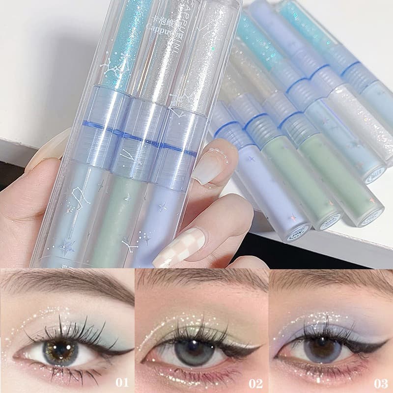 Cappuvini Double-Ended Liquid Eyeshadow Glitter Pearl Matte Eye Brightening Under Eye Tear Drop Makeup