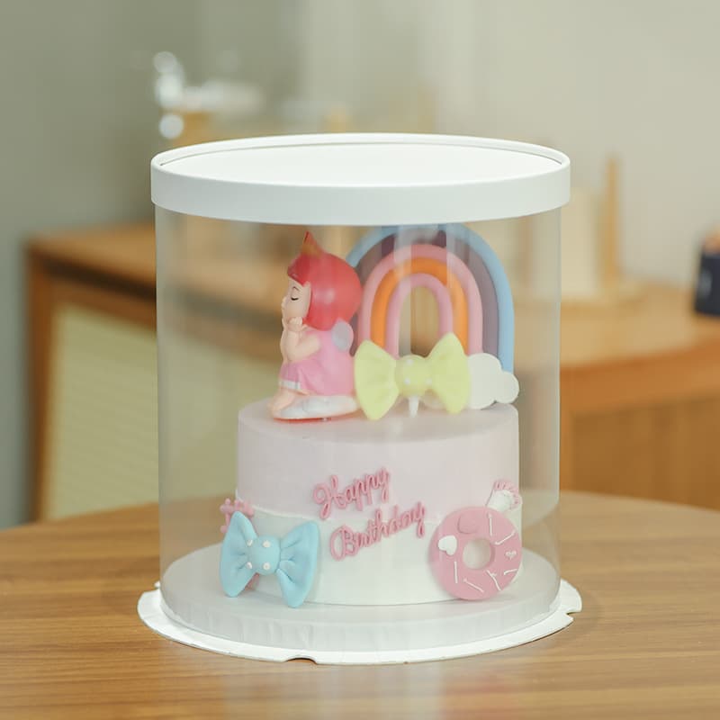 Custom 4/6/8/10 Inch Round Clear Cake Box Single or Double Layer Birthday Baking Cake Box Packaging Box