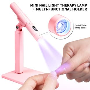 Pink Handheld Nail Curing Lamp with 360-Degree Rotating Multifunctional Stand and Nail Tip Curing Lamp Set