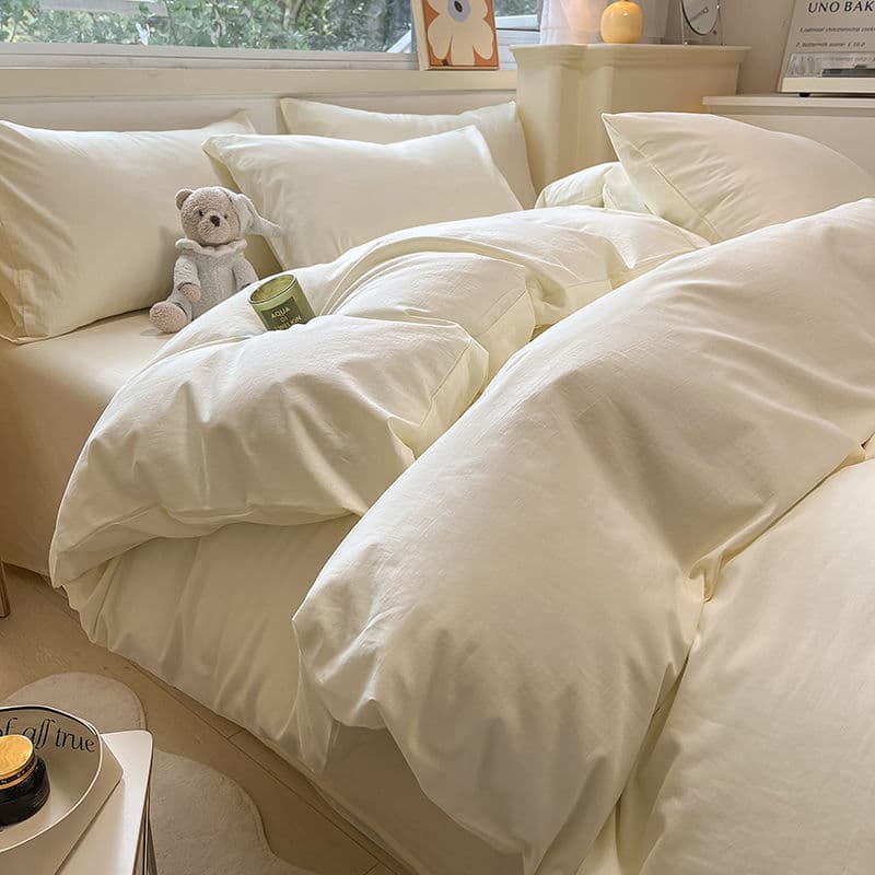 Category A 160s Long-Staple Cotton 3/4-Piece Set 100% Pure Cotton Sheet and Duvet Cover, Premium Feel Fitted Sheet Style Bedding Factory