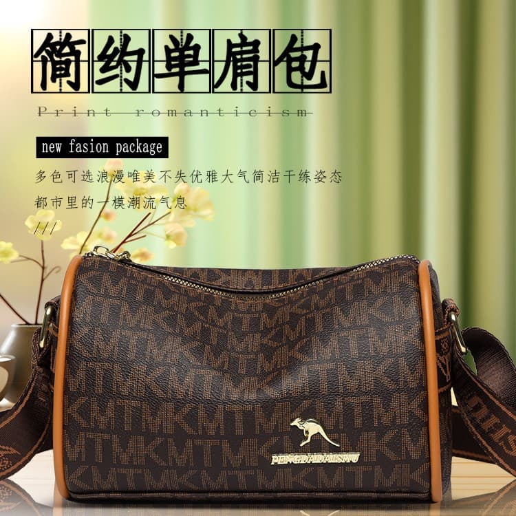 Cross-border Exclusive Korean Style Women's Crossbody Pillow Bag 2024 New Wide Shoulder Strap Textured Versatile Cylinder Shoulder Bag Trendy