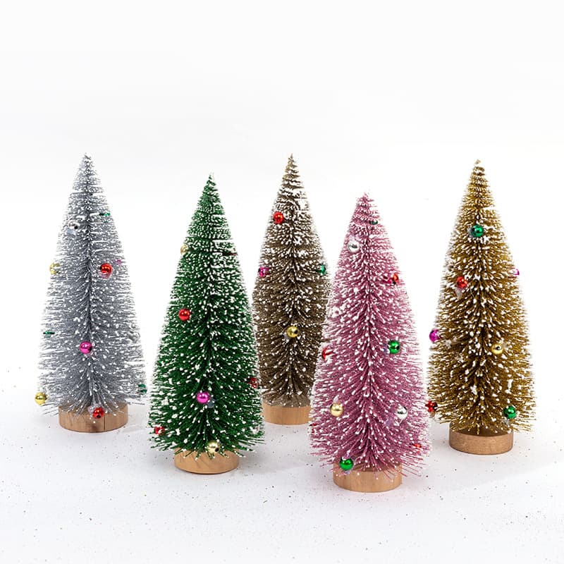 Custom Gold Powder Snow Colored Bead Christmas Tree Ornament, Christmas Desktop Display with Colorful Pine Needles