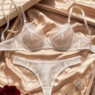 French Bra Set European and American Sexy Pure Desire Style Backless Lingerie Lace Flirty Lingerie Cross-Border Amazon