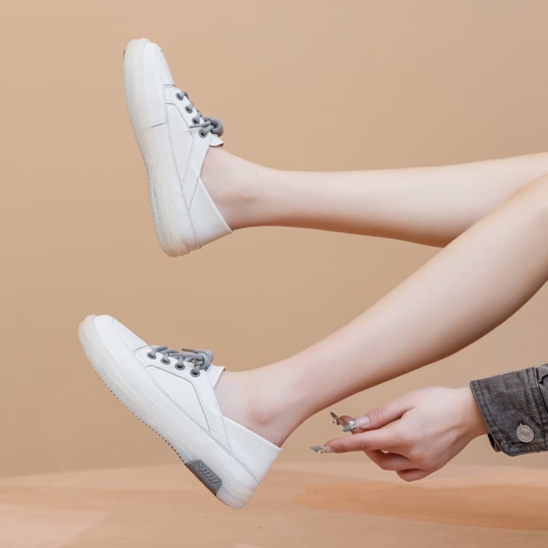 TikTok Live Bestseller Genuine Leather Little White Shoes Women 2025 Spring/Summer Non-Slip Soft Sole Soft Upper Breathable Two-Way Sneakers
