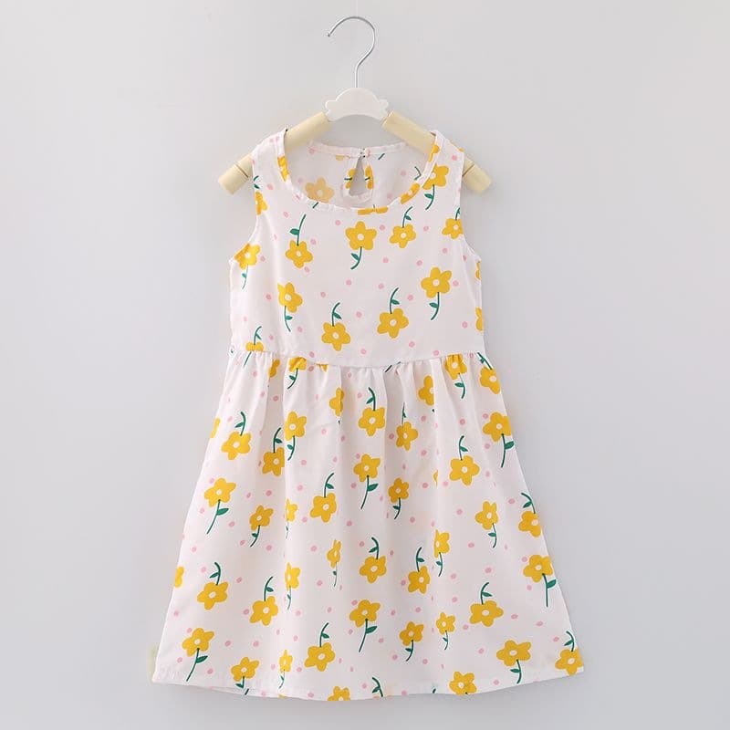 New Girls Summer Dress Princess Style Fashion Cute Cotton Silk Skirt Lightweight Baby Dress Artificial Cotton Skirt