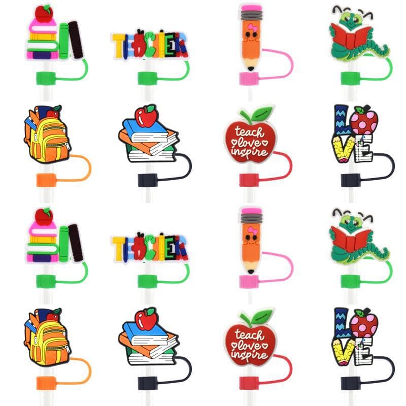 Cute Creative Water Cup Decoration Straw Cap 10mm Soft Silicone Reusable Straw Plug Dust Cover