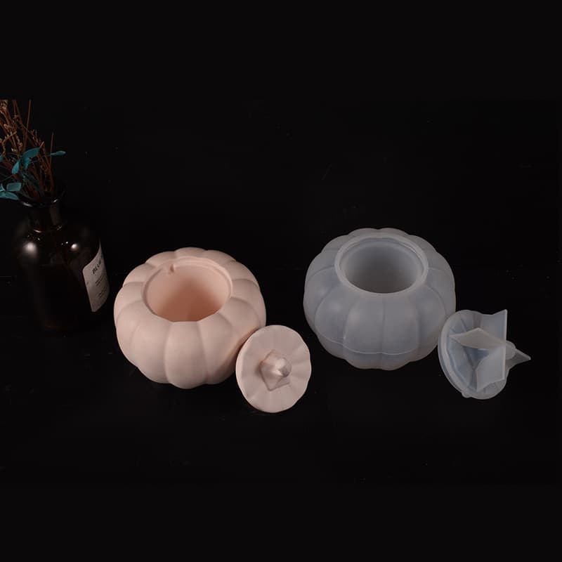 Halloween Pumpkin Candle Cup Mold Plaster Pumpkin Storage Box Mirror Pumpkin Ornament Box Glue Silicone Mold
