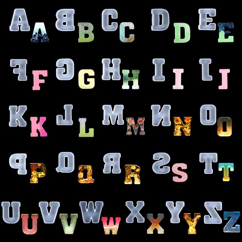 DIY Crystal Epoxy Mold 26 Uppercase English Letter Decoration Keychain Resin Silicone Mold