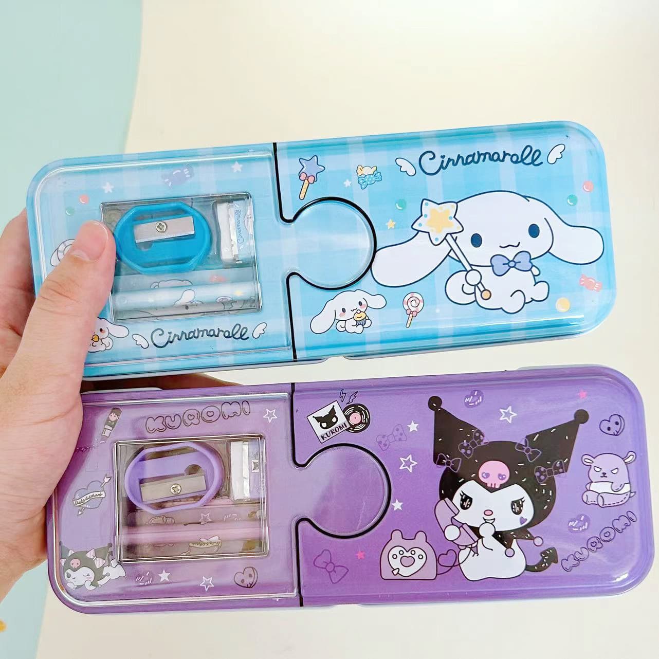 Kuromi stationery box Sanli family student double-layer opening window stylus box with pencil sharpener children's gift
