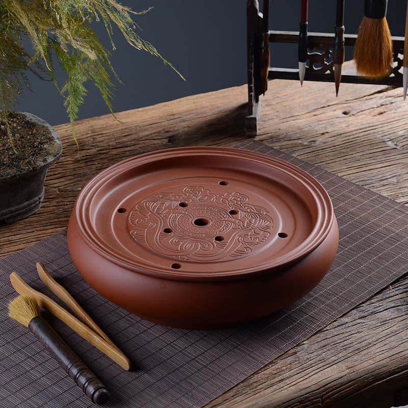 Water Storage Purple Sand Kung Fu Large Tea Tray Tea Table Tea Sea Tea Boat Tray Ceramic Round Dry Brewing Station Tea Set Wholesale