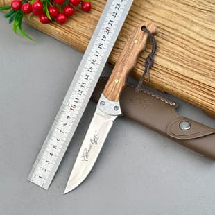 Shadow Wood Outdoor Straight Knife Sharp Meat Cutting Knife Camping Steak Knife Meat Cutting Knife Self-defense Survival Small Straight Knife Fruit Knife