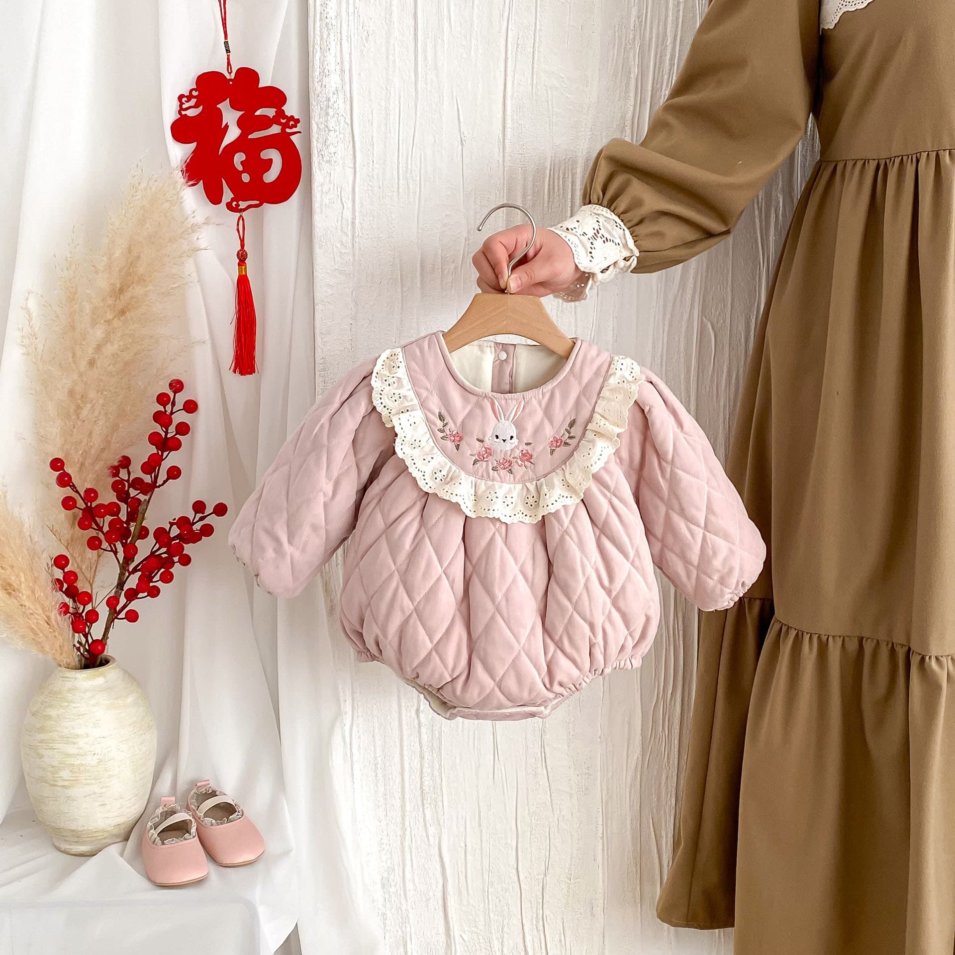 INSBaby Winter Cotton-Padded Coat For Newborns Women's Baby Overalls Warm Fleece-Lined Outerwear From China Mainland