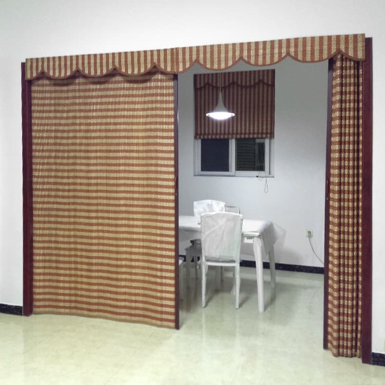 Bamboo Sliding Door Curtain for Restaurant Balcony Partition, Ventilated Bamboo Moving Translucent Bamboo Silk Bamboo Weave New Chinese Style Curtain