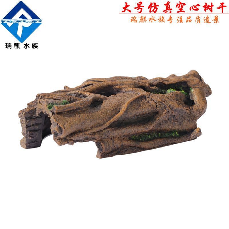 Ruiqi Aquarium Tree Hollow Bark Trunk Simulation Driftwood Aquarium Decoration Hideout Cave for Reptiles Snakes Lizards