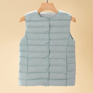 2024 Autumn Winter Lightweight Down Vest Women New Round Neck Lining Vest Sleeveless White Duck Down Plus Size Coat