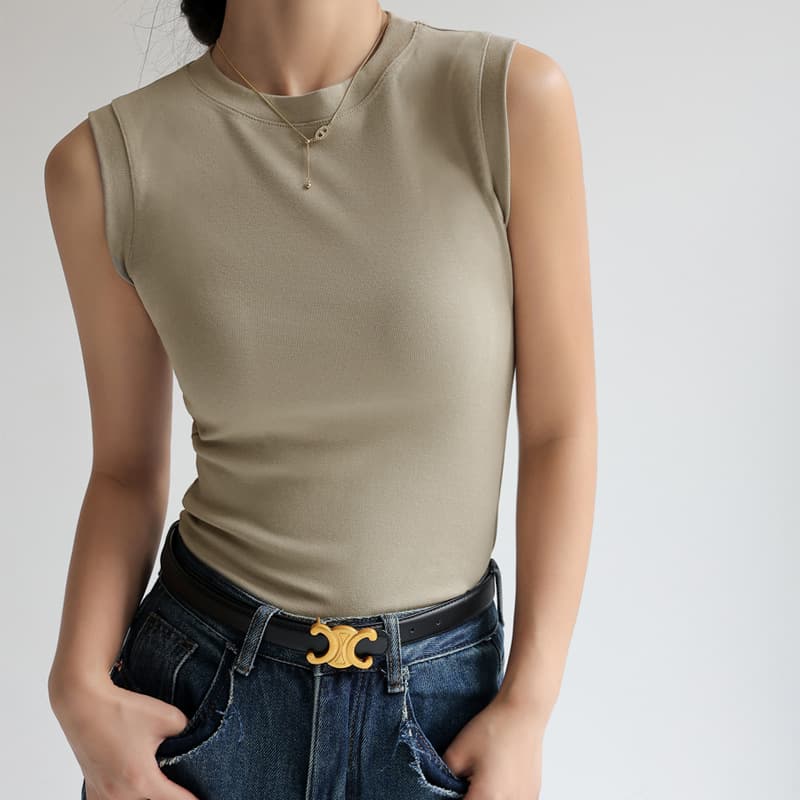 Women's Cotton Round Neck Basic Camisole Tank Top Summer Inner Layer Sleeveless Versatile Conceals Side Bust