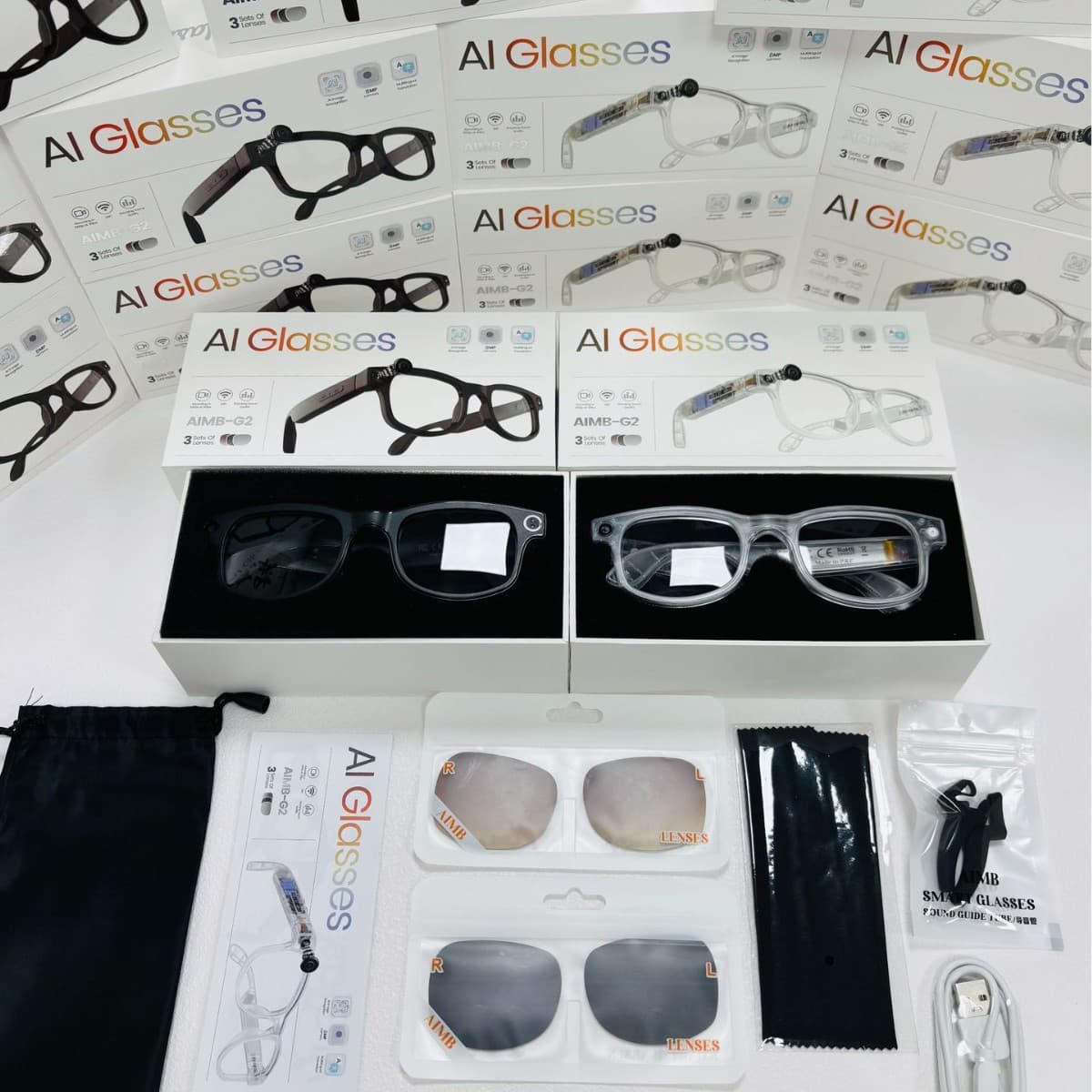 Cross-border AIMB-G2 Smart AI Glasses with Camera Bluetooth Audio Translation HD Photo Video Long Battery Life