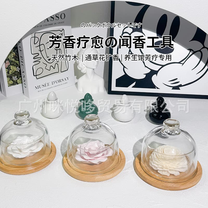 Aromatherapy Essential Oil Display Scent Tester Diffuser Scent Selection Tool Bamboo Wood Glass Aromatherapy Spa Scent Exploration Tool