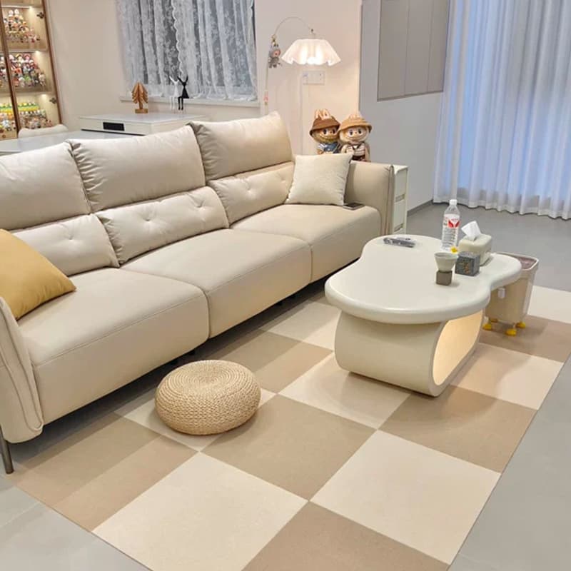 Self-adhesive interlocking square thick carpet for bedrooms, offices, and commercial use; wear-resistant and self-adhesive for full coverage of cement floors.