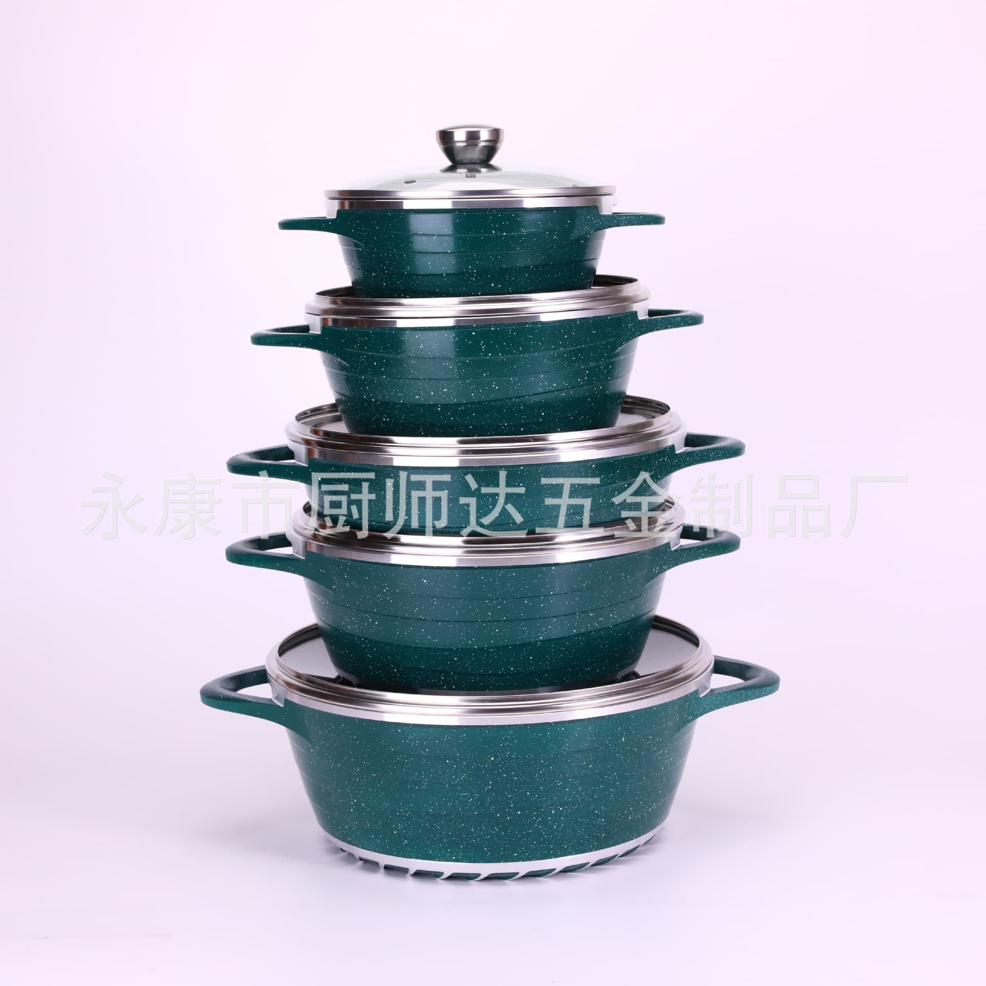 New cross-border Dissini 10-piece set of medical stone aluminum die-cast kitchen supplies non-stick pot soup pot set wholesale
