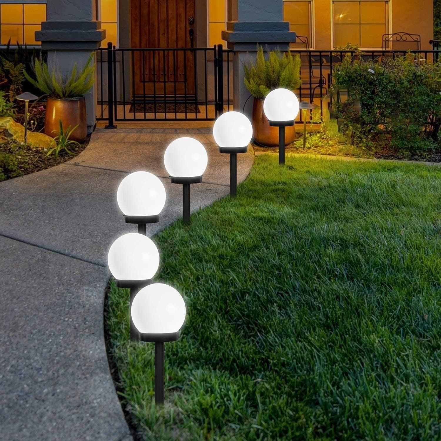 Outdoor Solar 10cm White Ball Ground Insert Light, Garden Decorative Lawn Light, Waterproof Landscape Round Ball Light