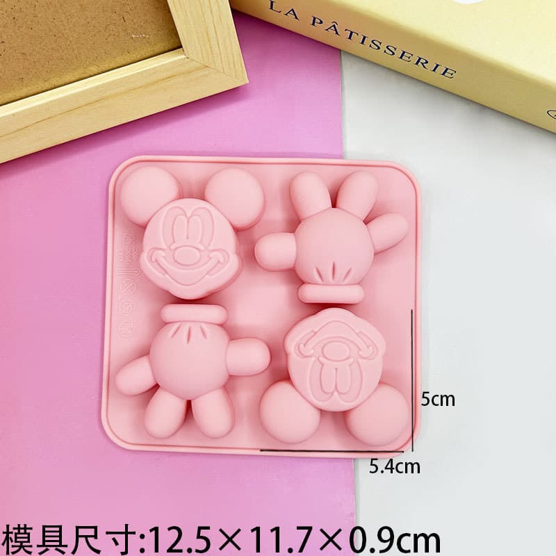 4-Cavity Cartoon Hello Kitty Wax Bottle Candy Mold Bear Rabbit Bowl Cake Rice Cake White Jelly Powder Baking Plaster Mold