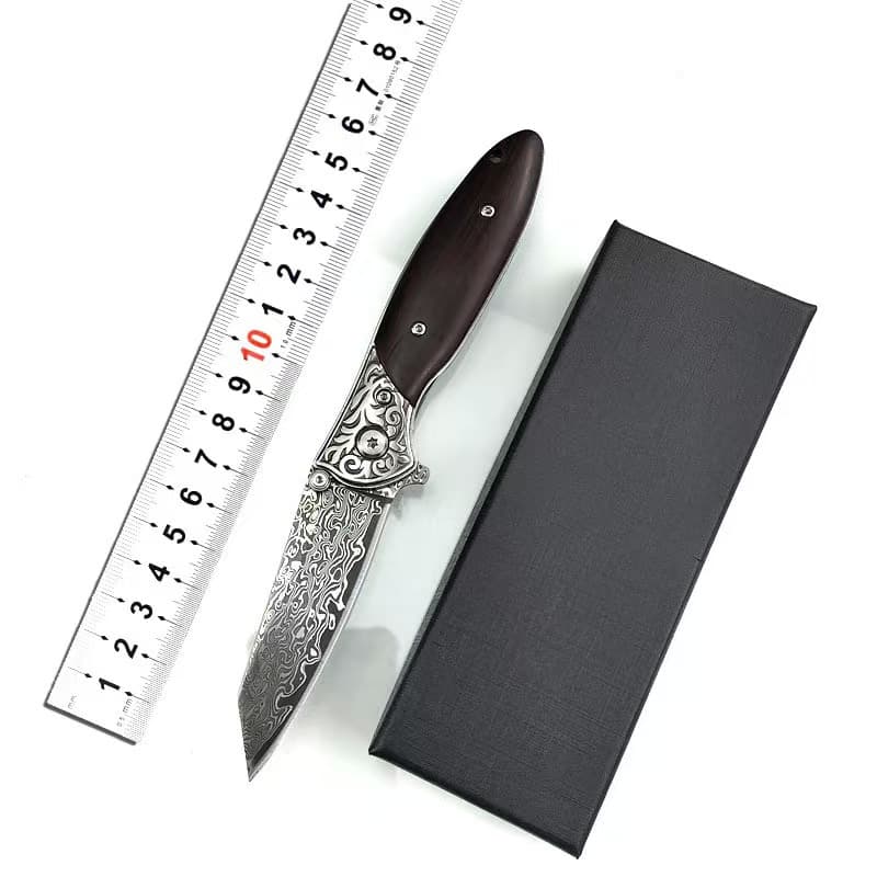 High-Quality Damascus Folding Knife, Outdoor High-Hardness Folding Knife, Tactical Knife, Portable Camping Knife, Sharp