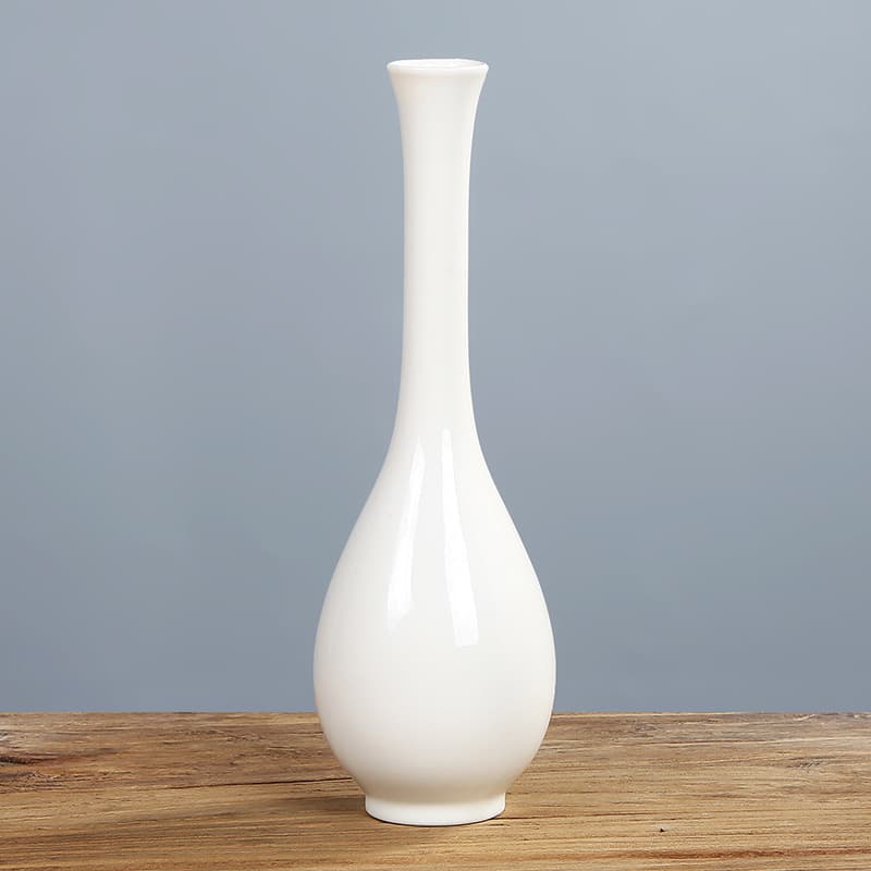 White porcelain jade pure vase flower arrangement home furnishings ceramic small vase celadon Guanyin vase for Buddha Zen vase