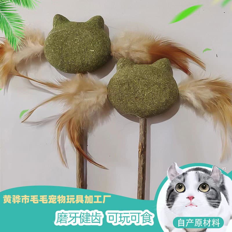Pet Toy Catnip Big Cat Head Lollipop Cat Snacks Wooden Polygonum Cat Grass Snacks Funny Cat Sticks