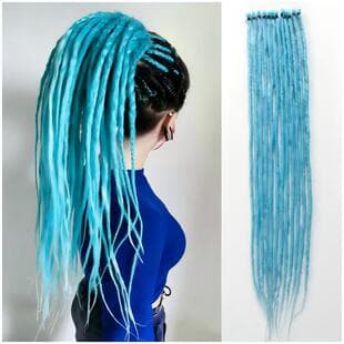 24-inch African Black Dreadlock Wig Single Strand Multi-Color Dreadlock Extension