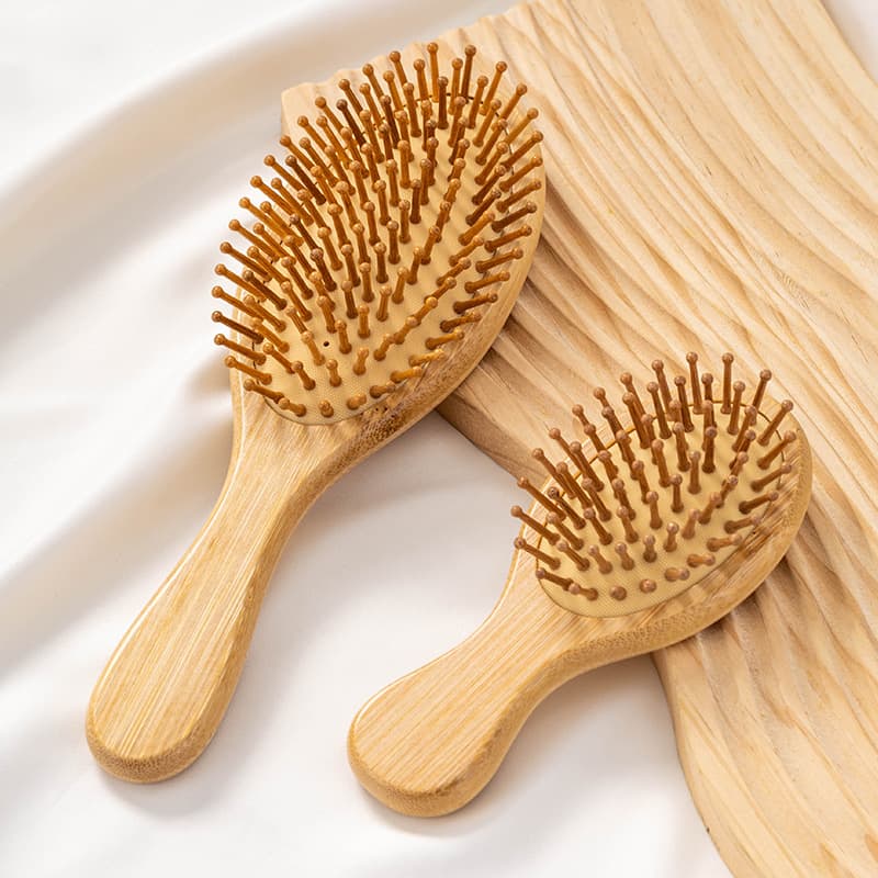 Natural Nanmu Bamboo Hair Scalp Massage Comb Tangle-Free Volumizing Styling Cushion Comb Wooden Bamboo Comb for Women