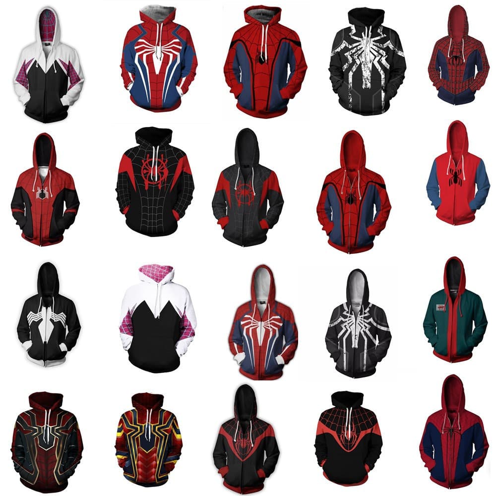 Marvel Spider-Man Cosplay Hoodie Collection New 3D Multi-Style Print Cross-Border Anime Unisex Hooded Sweatshirt