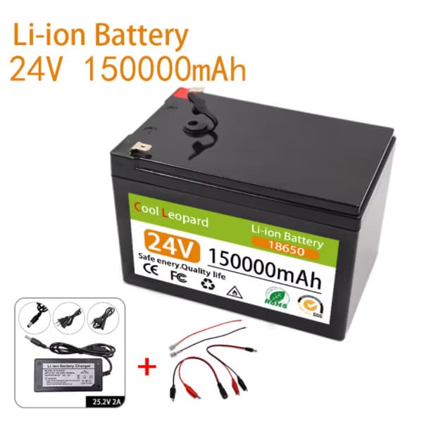 24V 18650 lithium battery pack 150AH built-in BMS high current 60A sprayer LED light lighting battery