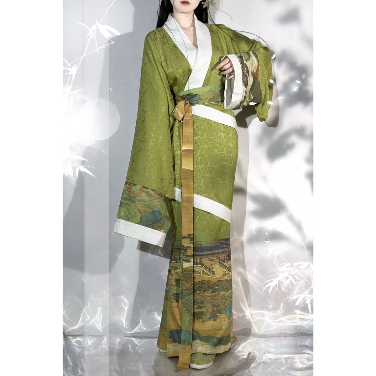 Western Han Pottery Figurine Mermaid Tail Han Element Western Han Curved Hem Skirt, Improved Chinese Style Dress for Women, Han Dynasty Curved Hem