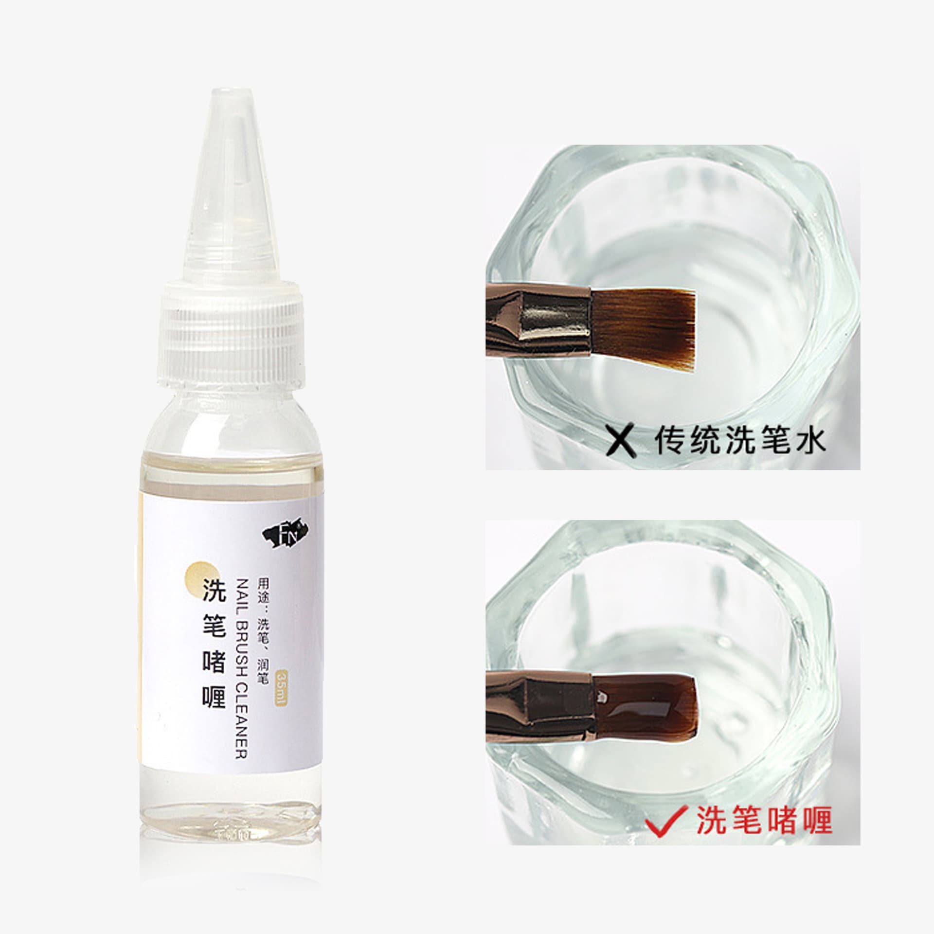 Japanese Style Nail Art Gel Pen Cleaner 35ml No Damage Nail Gel Pen Wash Water for Manicure Cleaning Solution Professional Use