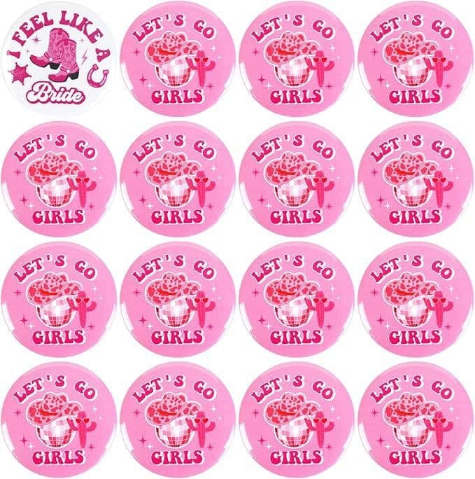 Cowgirl Themed Bachelorette Bachelorette Party Decorative Button Pin Let's Go Girls Badge Badge