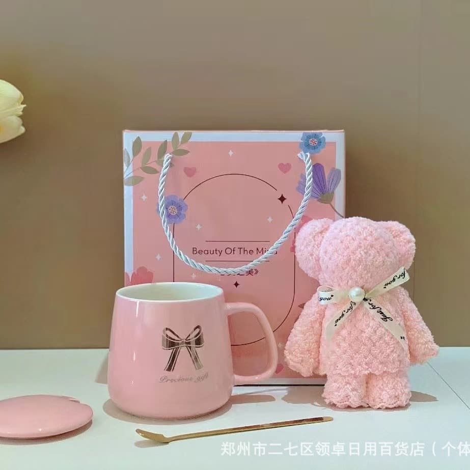 Ceramic Cup Bear Towel Gift Box Set Holiday Souvenir Birthday Gift Opening Event Gift Wholesale